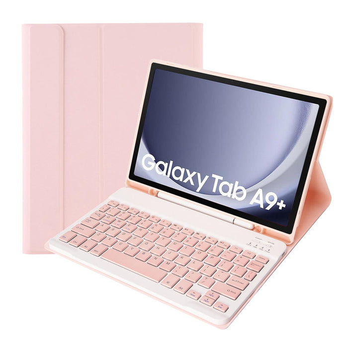 For Samsung Galaxy Tab A9+ X210 / X215 / X215 Candy Colour Tpu Bluetooth Keyboard Leather Tablet Case With Pen Holder