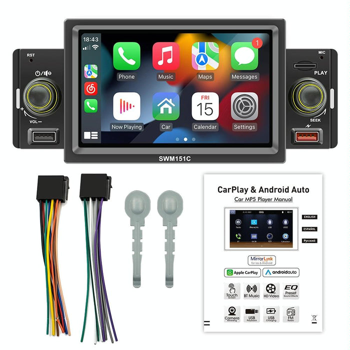 5 Inch Car Mp5 Inch Player With Carplay / Android Auto - Black
