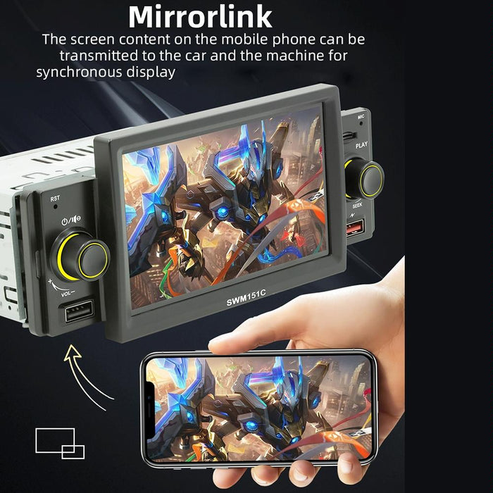 5 Inch Car Mp5 Inch Player With Carplay / Android Auto - Black