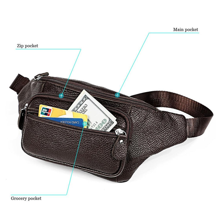 Outdoor Leather Shoulder Bag For Sports & Phone