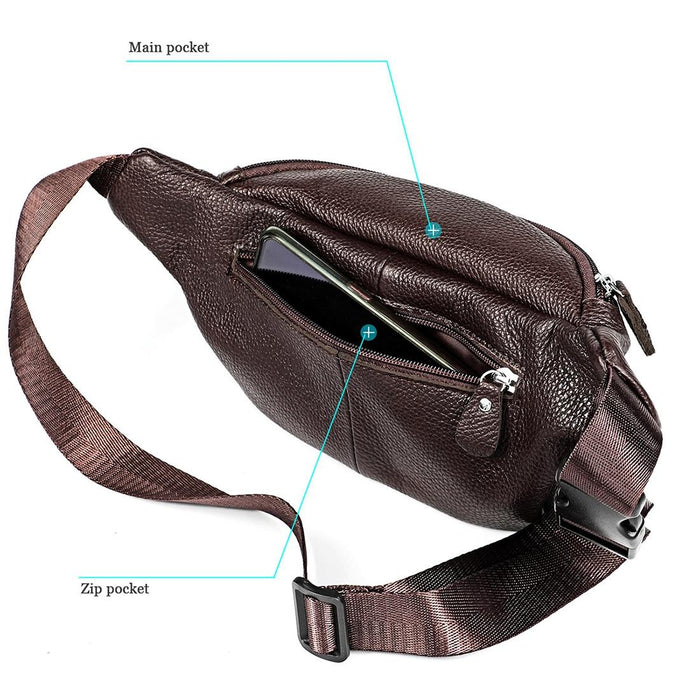 Outdoor Leather Shoulder Bag For Sports & Phone