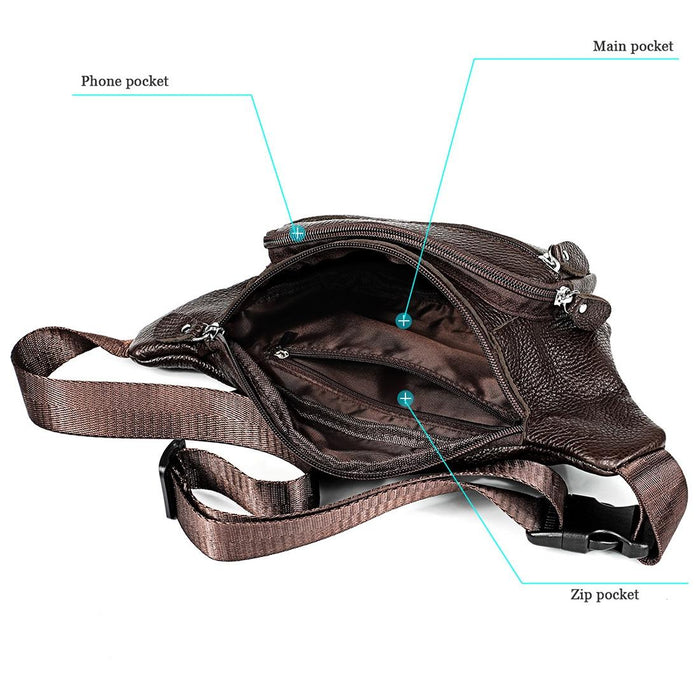 Outdoor Leather Shoulder Bag For Sports & Phone