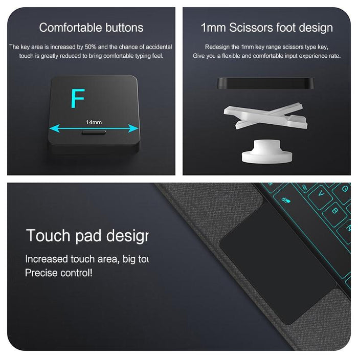 For Samsung Galaxy Tab S7+ / S7 Fe / S8+ Yj-S8+ Split Bluetooth Keyboard Leather Tablet Case