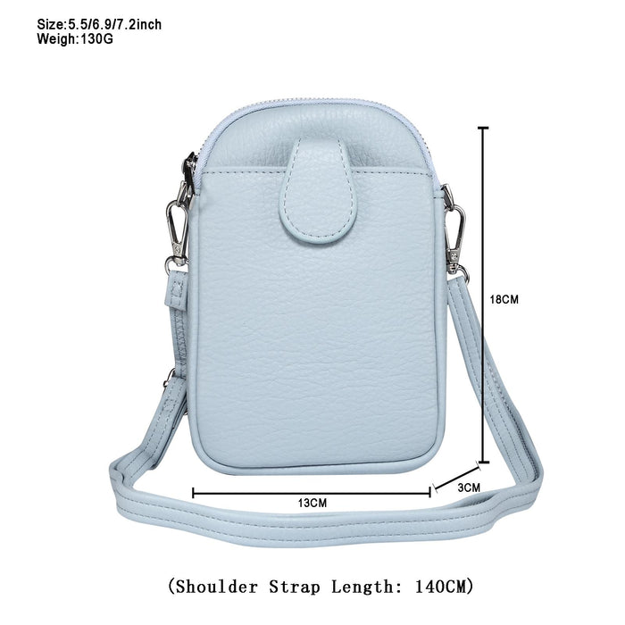 Litchi Texture Phone Crossbody Bag Leather Case For 5.5 Inch - 7.2 Inch Phones