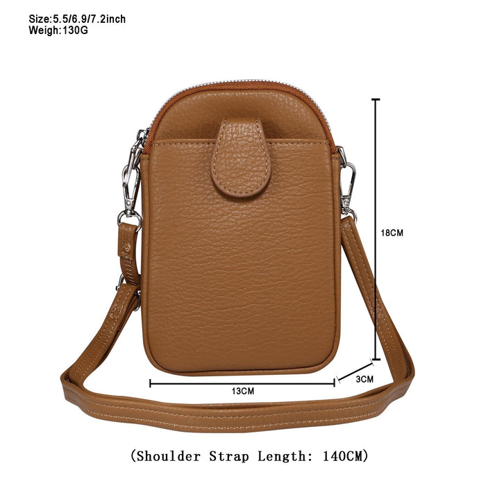 Litchi Texture Phone Crossbody Bag Leather Case For 5.5 Inch - 7.2 Inch Phones