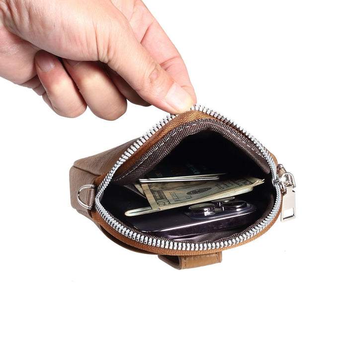 Litchi Texture Phone Crossbody Bag Leather Case For 5.5 Inch - 7.2 Inch Phones