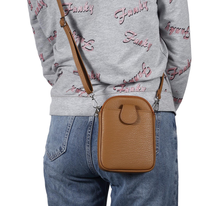 Litchi Texture Phone Crossbody Bag Leather Case For 5.5 Inch - 7.2 Inch Phones