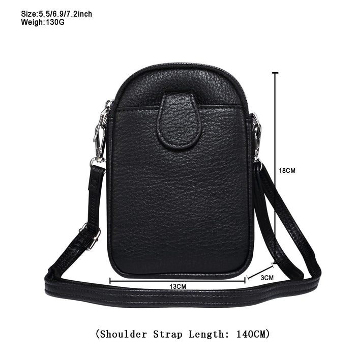 Litchi Texture Phone Crossbody Bag Leather Case For 5.5 Inch - 7.2 Inch Phones