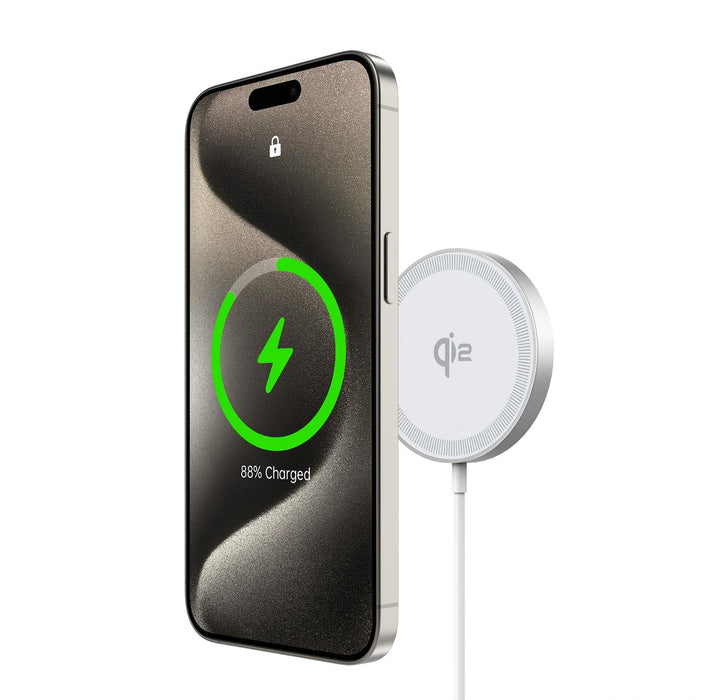 15W Magnetic Suction Wireless Charger White