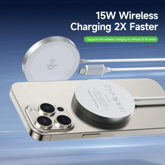 15W Magnetic Suction Wireless Charger White