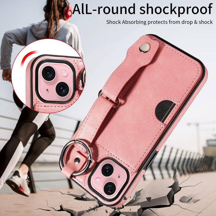 Textured Calfskin Wrist Card Holder Phone Case