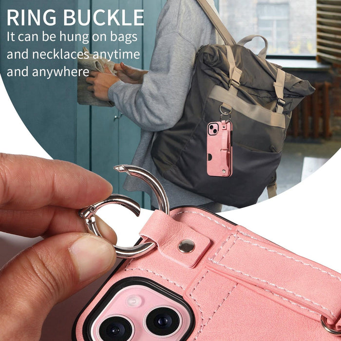 Textured Calfskin Wrist Card Holder Phone Case