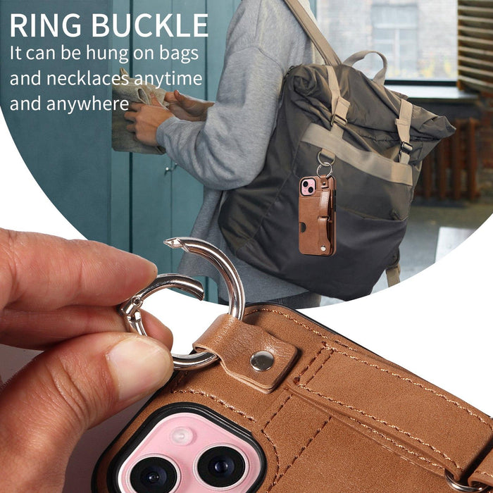 Textured Calfskin Wrist Card Holder Phone Case