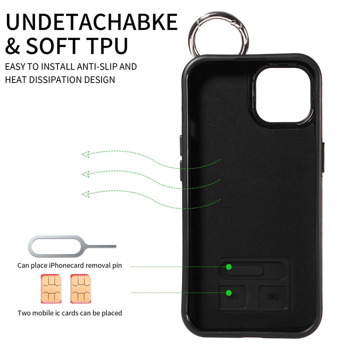 Textured Calfskin Wrist Card Holder Phone Case