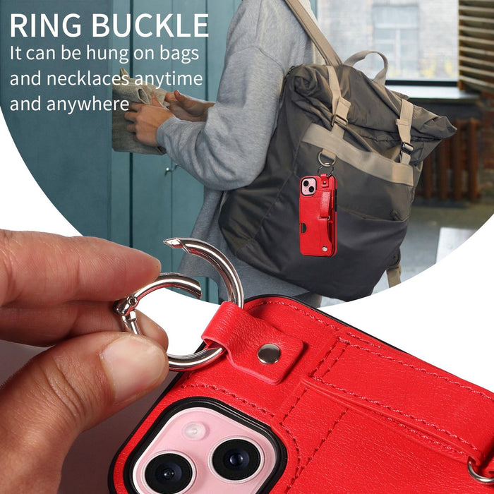 Textured Calfskin Wrist Card Holder Phone Case