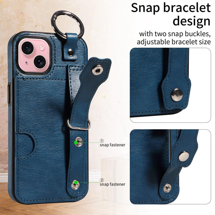 Textured Calfskin Wrist Card Holder Phone Case