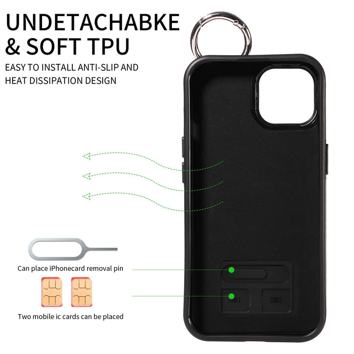 Textured Calfskin Wrist Card Holder Phone Case