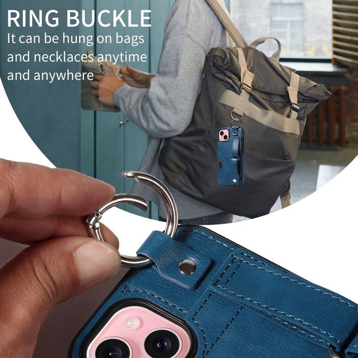 Textured Calfskin Wrist Card Holder Phone Case