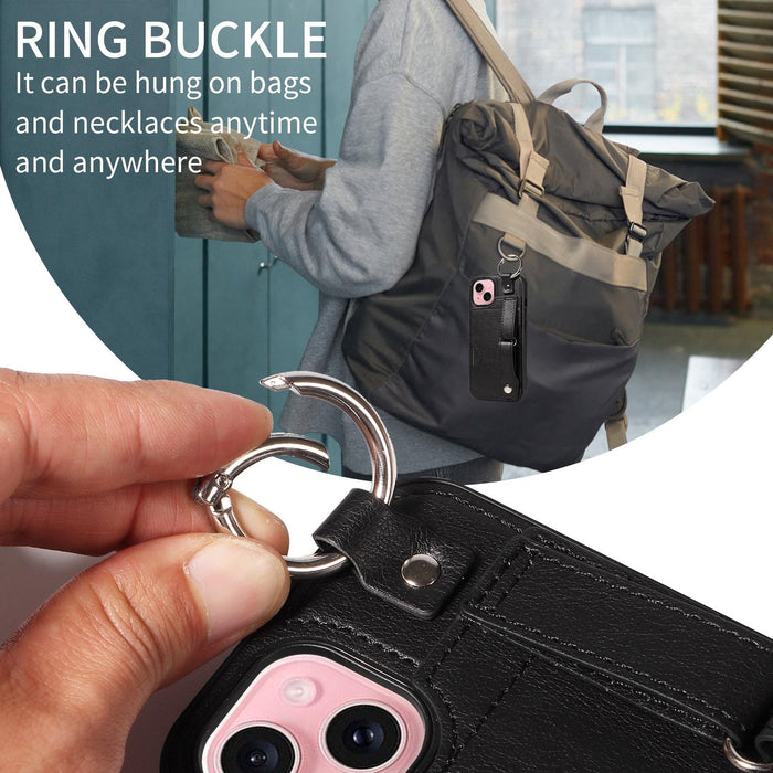 Textured Calfskin Wrist Card Holder Phone Case