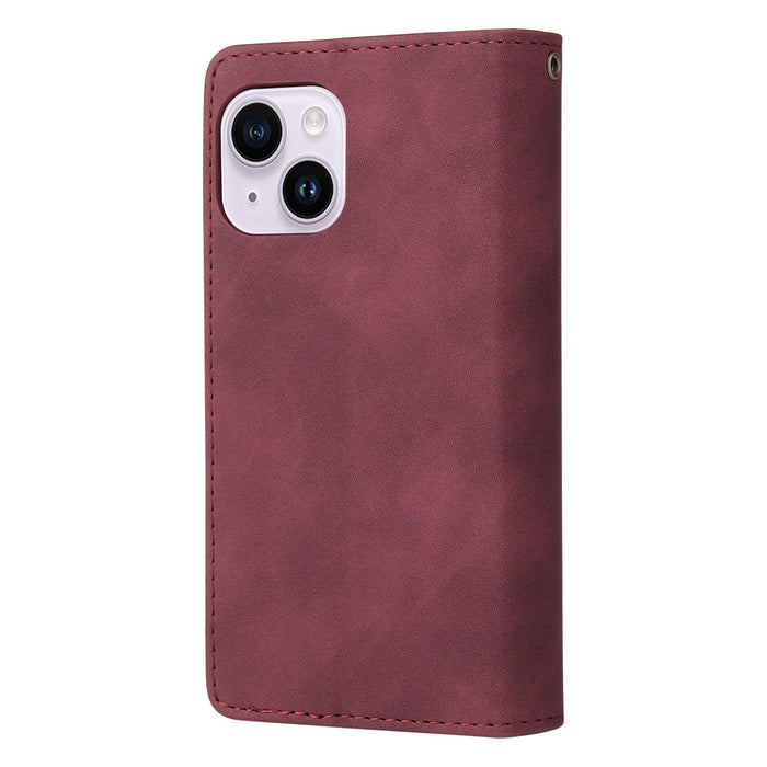 For Iphone 15 Multifunctional Multi-Card Wallet Phone Leather Case