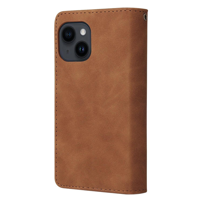 For Iphone 15 Multifunctional Multi-Card Wallet Phone Leather Case