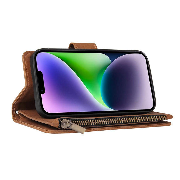 For Iphone 15 Multifunctional Multi-Card Wallet Phone Leather Case