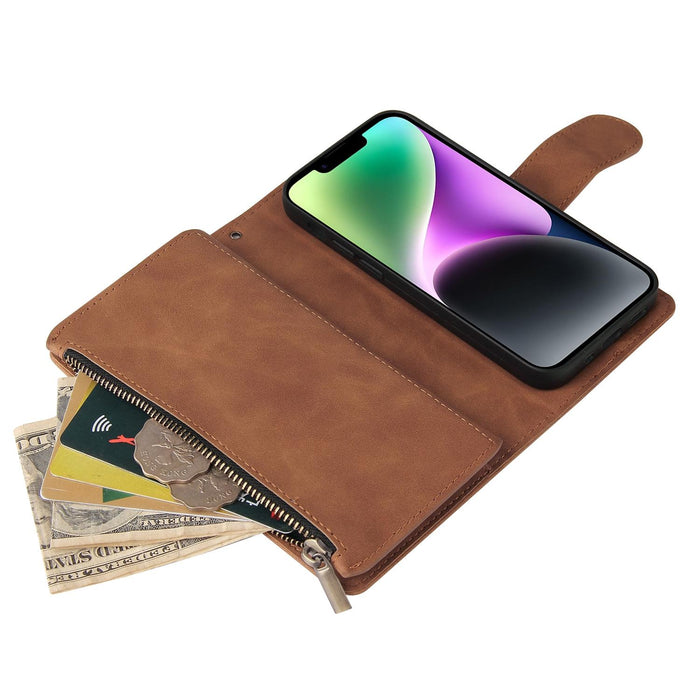 For Iphone 15 Multifunctional Multi-Card Wallet Phone Leather Case