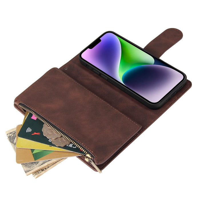 For Iphone 15 Multifunctional Multi-Card Wallet Phone Leather Case