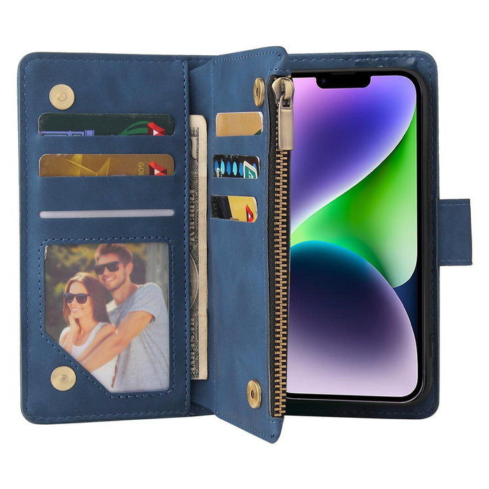 For Iphone 15 Multifunctional Multi-Card Wallet Phone Leather Case