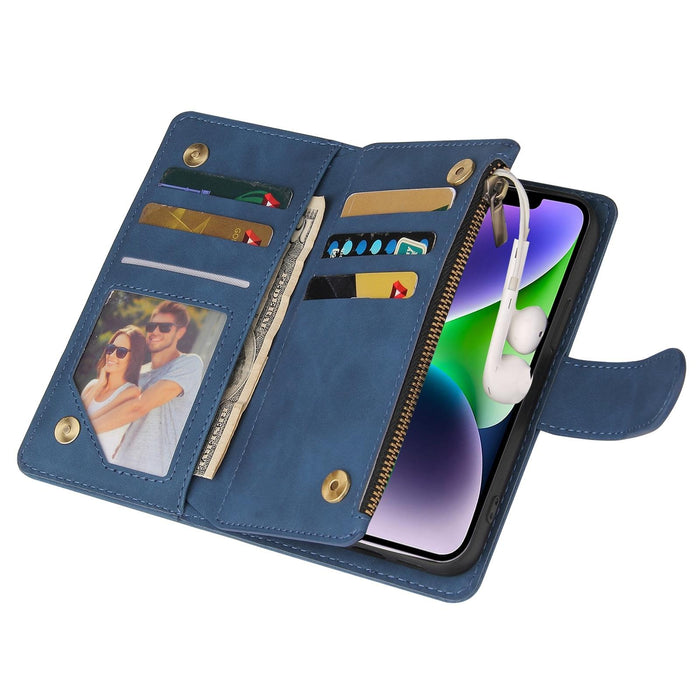 For Iphone 15 Multifunctional Multi-Card Wallet Phone Leather Case