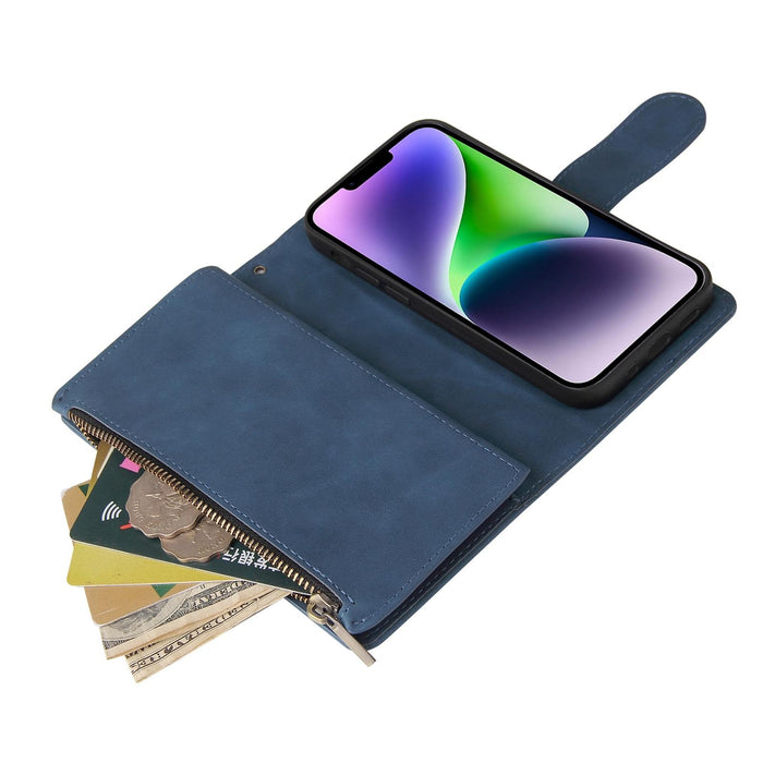 For Iphone 15 Multifunctional Multi-Card Wallet Phone Leather Case