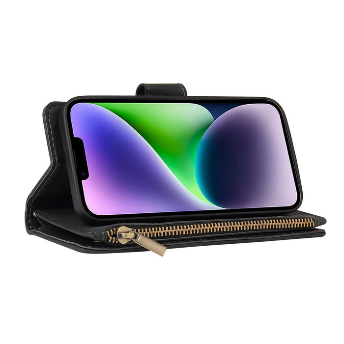 For Iphone 15 Multifunctional Multi-Card Wallet Phone Leather Case