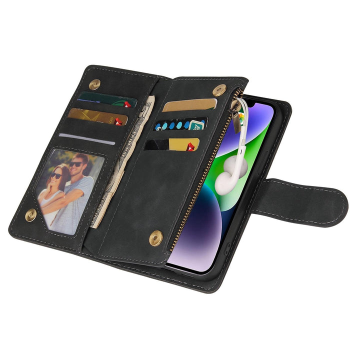 For Iphone 15 Multifunctional Multi-Card Wallet Phone Leather Case