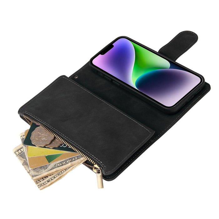 For Iphone 15 Multifunctional Multi-Card Wallet Phone Leather Case