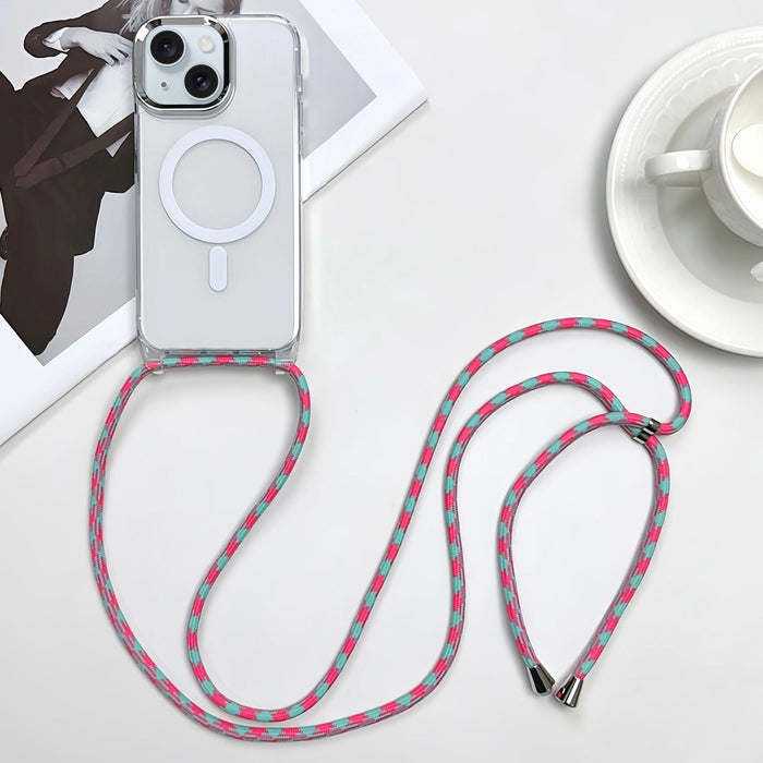 For Iphone 15 Magsafe Magnetic Pc & Tpu Phone Case With Lanyard
