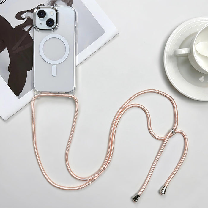 For Iphone 15 Magsafe Magnetic Pc & Tpu Phone Case With Lanyard