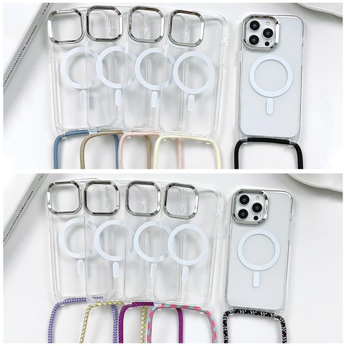 For Iphone 15 Magsafe Magnetic Pc & Tpu Phone Case With Lanyard