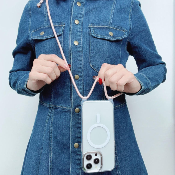 For Iphone 15 Magsafe Magnetic Pc & Tpu Phone Case With Lanyard