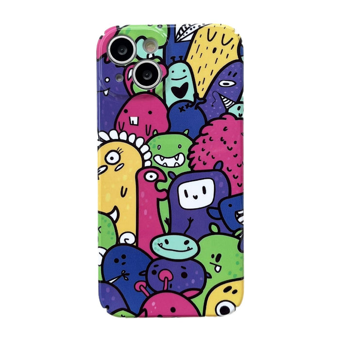 For Iphone 15 Precise Hole Glossy Pc Phone Case Colour Emoji