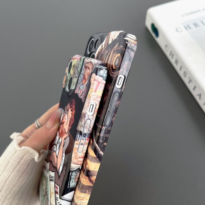 For Iphone 15 Precise Hole Glossy Pc Phone Case Colour Emoji