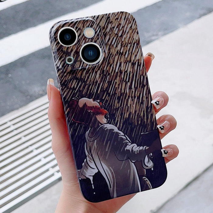 For Iphone 15 Precise Hole Oil Painting Pattern Pc Phone Case