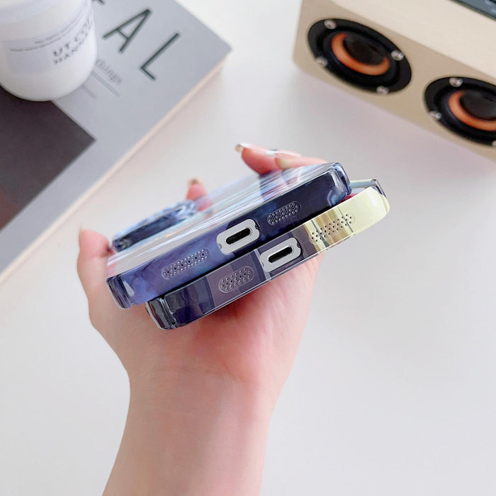 For Iphone 15 Precise Hole Oil Painting Pattern Pc Phone Case