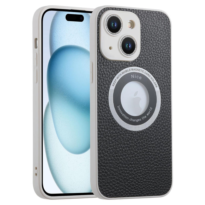 For Iphone 15 Litchi Texture Magsafe Tpu Full Coverage Shockproof Phone Case