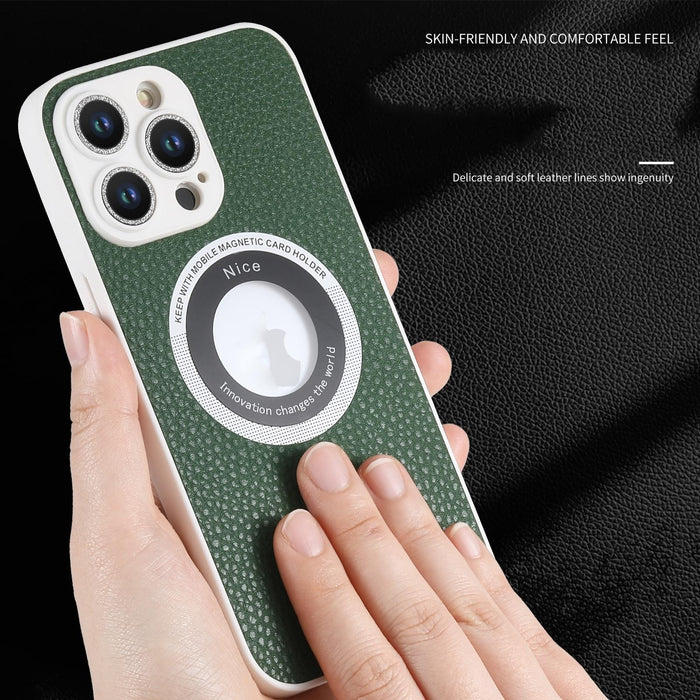 For Iphone 15 Litchi Texture Magsafe Tpu Full Coverage Shockproof Phone Case