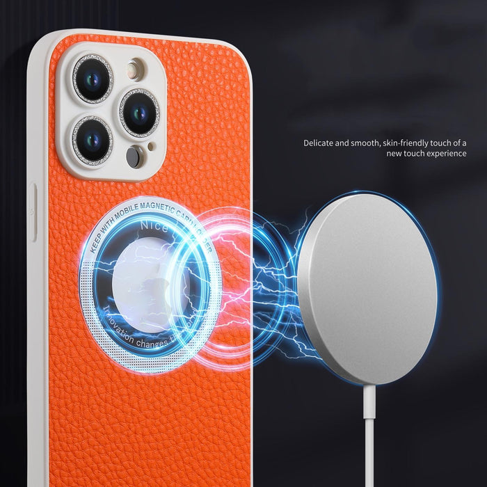For Iphone 15 Litchi Texture Magsafe Tpu Full Coverage Shockproof Phone Case