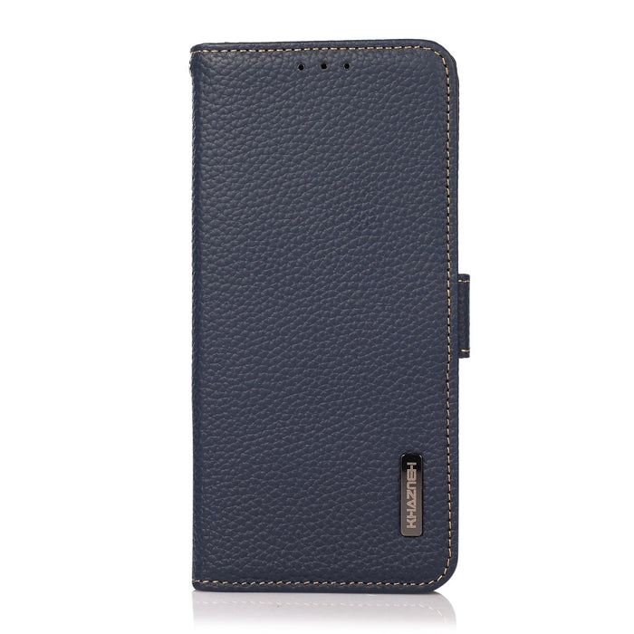 For Iphone 15 Side-Magnetic Litchi Genuine Leather Rfid Phone Case