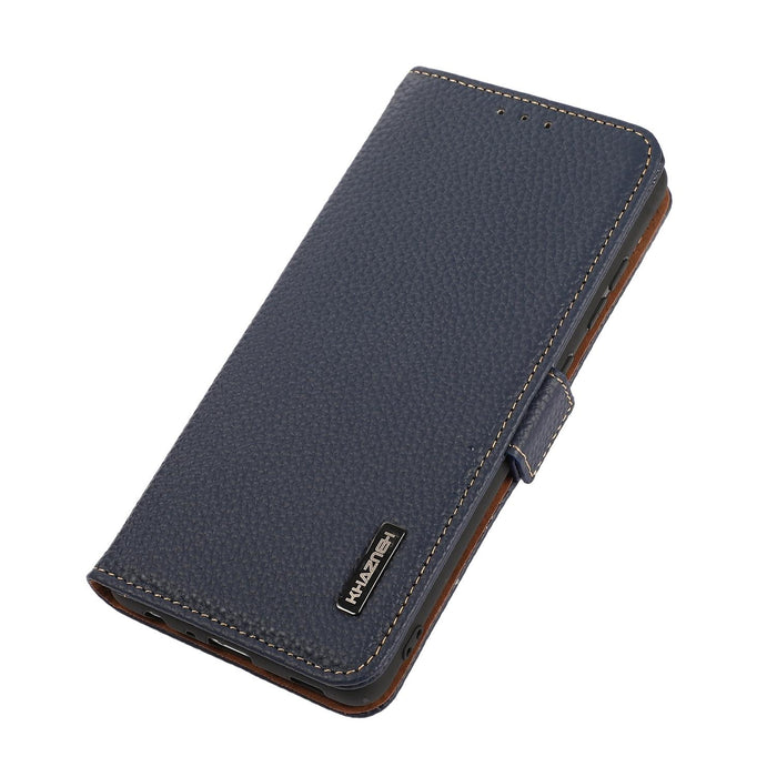 For Iphone 15 Side-Magnetic Litchi Genuine Leather Rfid Phone Case