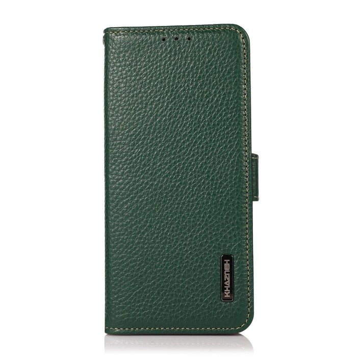 For Iphone 15 Side-Magnetic Litchi Genuine Leather Rfid Phone Case