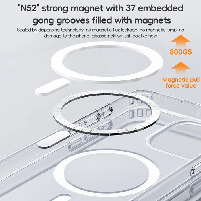 For Iphone 15 Zga Magsafe Clear Pc Hybrid Tpu Phone Case Transparent