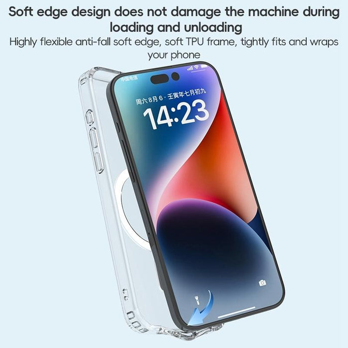 For Iphone 15 Zga Magsafe Clear Pc Hybrid Tpu Phone Case Transparent